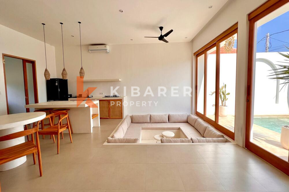 Brand New Mediterranean Three Bedroom Enclosed Livingroom Villa Set in Pererenan