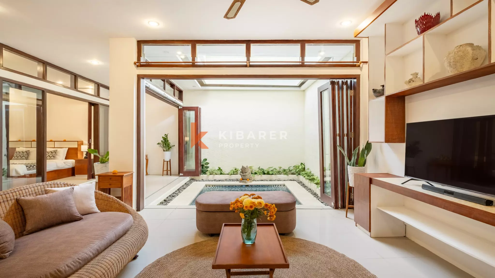 Timeless Balinese Two-Bedroom Enclosed Living Room in Kerobokan — image 9